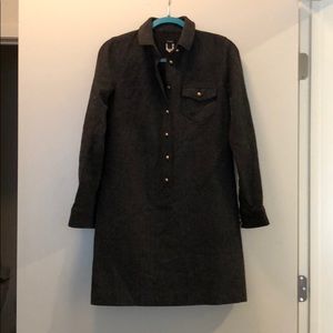 J. Crew Gray Wool Herringbone Shirtdress, sz2
